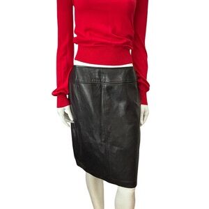 Danier Black Leather Minimalist Skirt